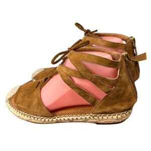 Caslon Leather Espadrille Closed Toe Flats Ankle Tie Sandals Women’s Size 8